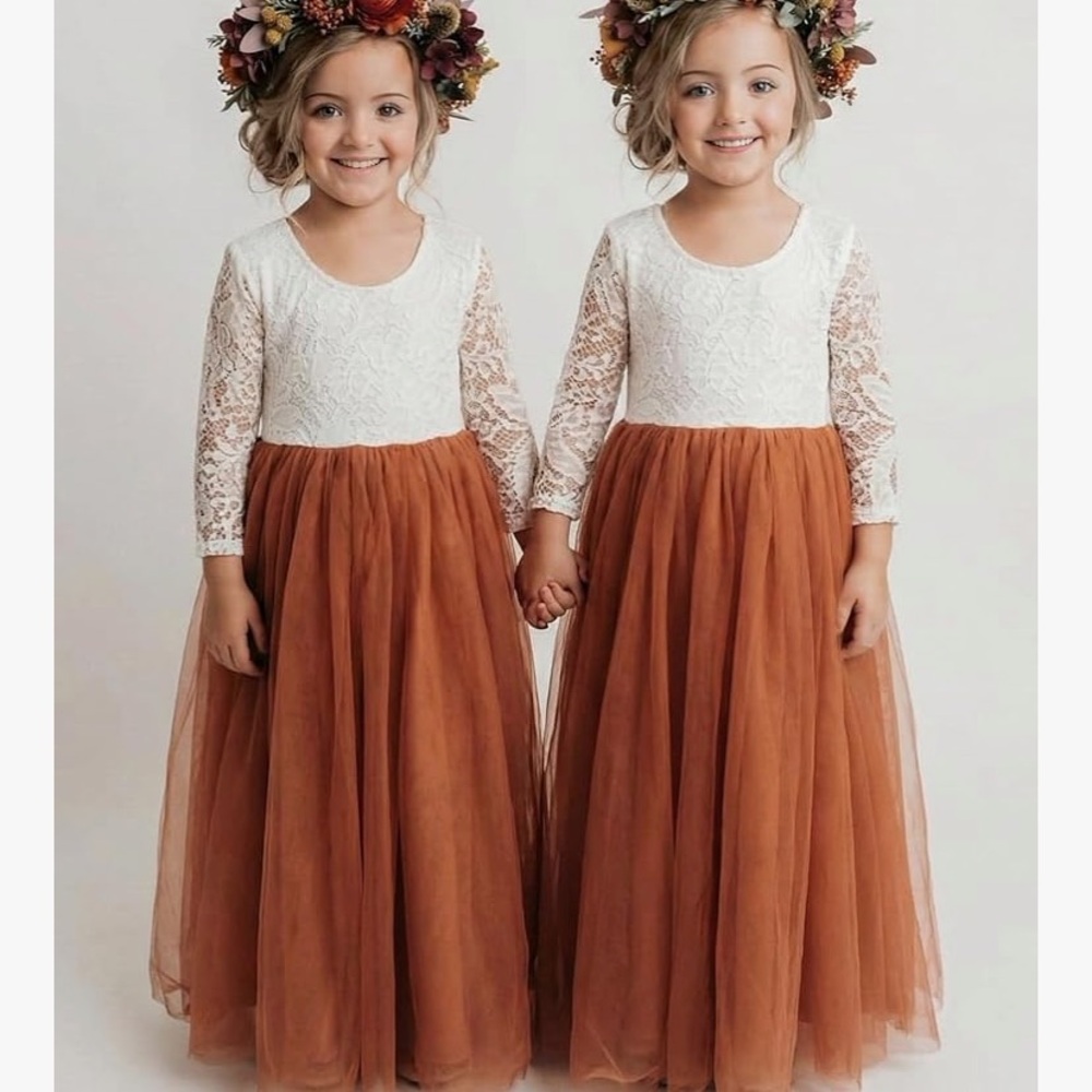 2Bunnies Girl Peony Lace Back A-Line Straight Tutu Tulle Party Flower Girl Dress